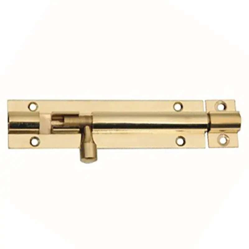 Barrel Bolt, Straight design, Brass finish, 100mm