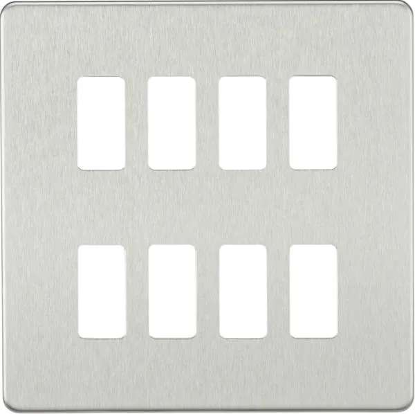 Screwless 8G grid faceplate – brushed chrome (Brushed Chrome)