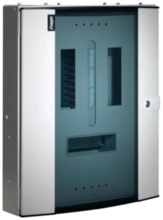 Hager JK108BG Distribution Board 8 Way TPN 125A Glazed Door