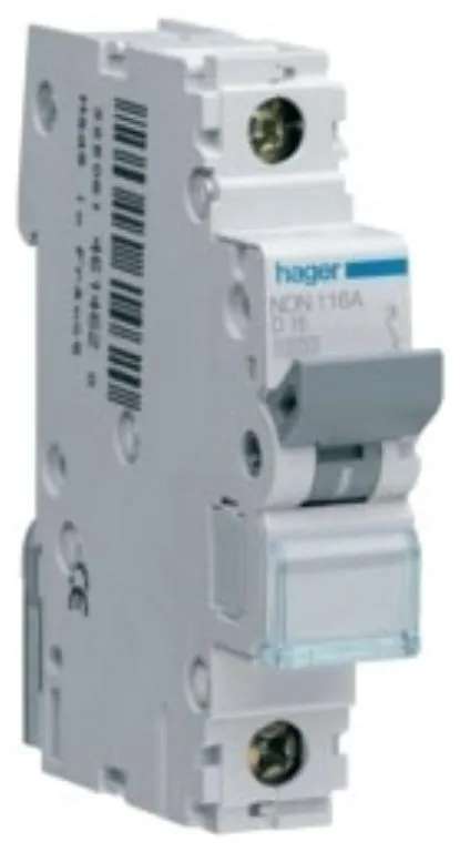 Hager NDN163A MCB SP Type D 63A 10kA