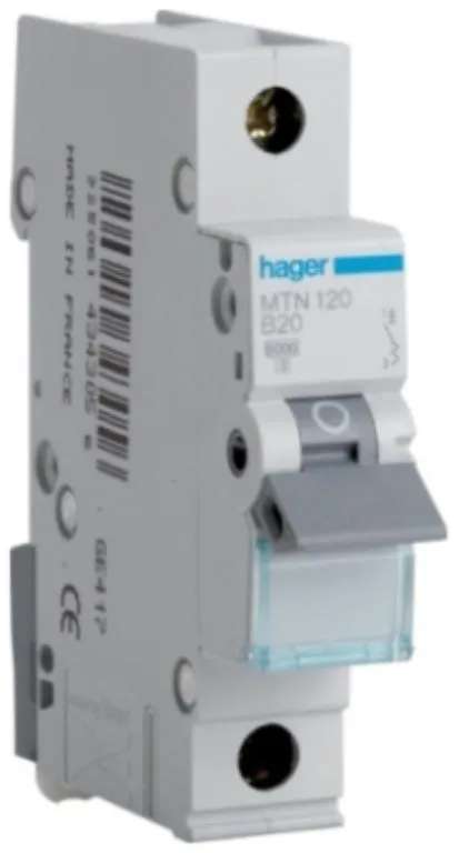 Hager MTN125 MCB SP Type B 25A 6kA