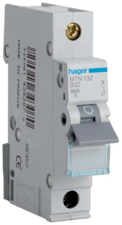 Hager MTN132 MCB SP Type B 32A 6kA