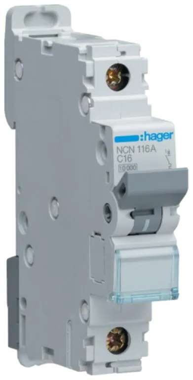 Hager NCN116A MCB SP Type C 16A 10kA