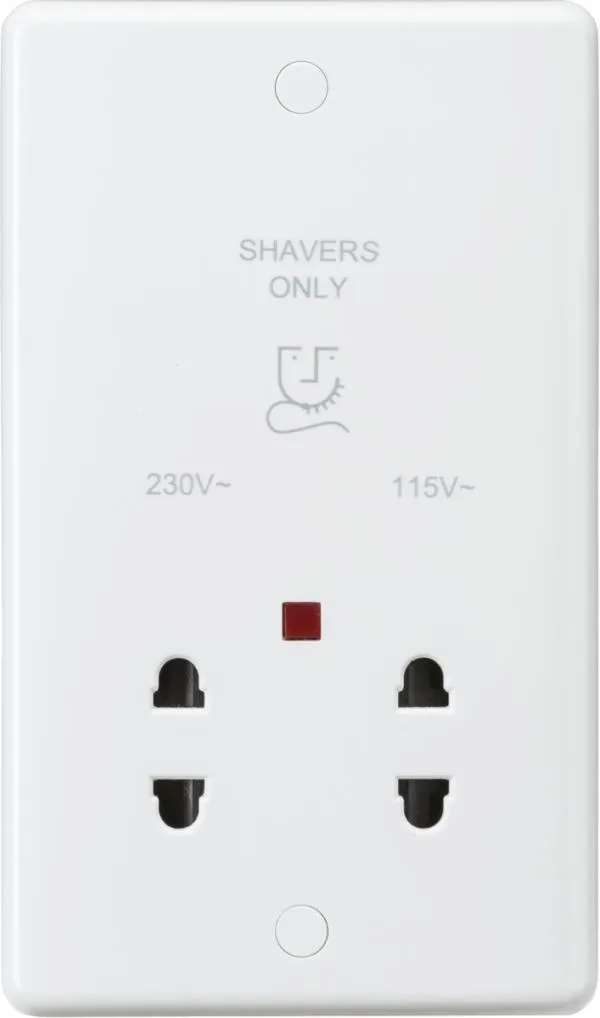Curved Edge Dual Voltage Shaver Socket with Neon