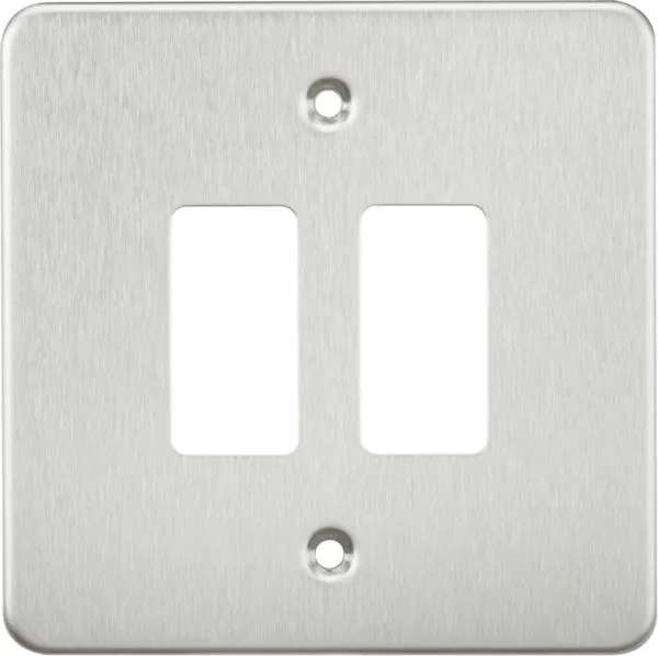 Flat plate 2G grid faceplate – brushed chrome (Brushed Chrome)