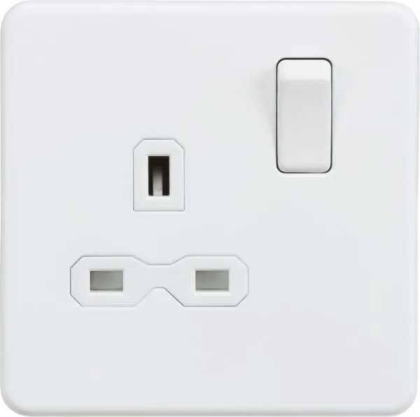 1 Gang socket Matt white with white insert (White)