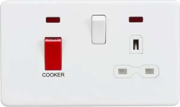 Switched socket with neons matt white (White)