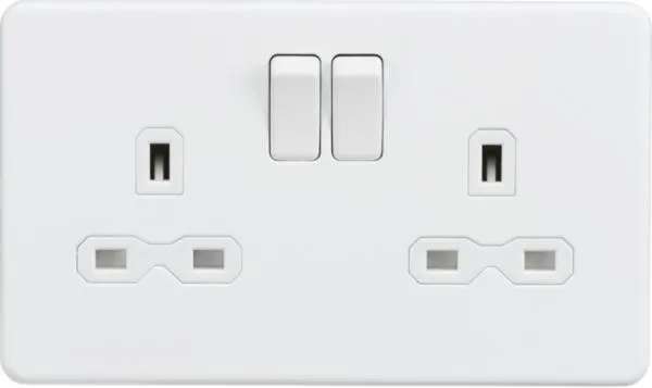 2 Gang socket Matt white (White)