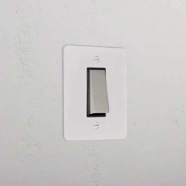 Corston 1G Two Way Rocker Slimline Switch (Paintable Polished Nickel Black)