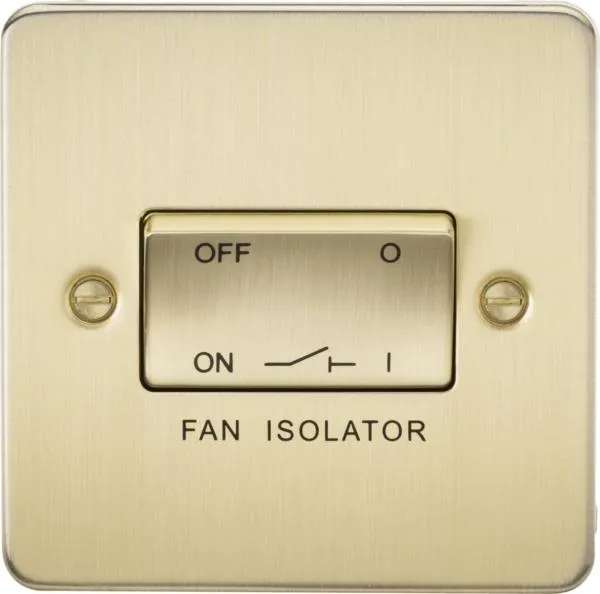 Flat Plate 10AX 3 Pole Fan Isolator Switch – Brushed Brass
