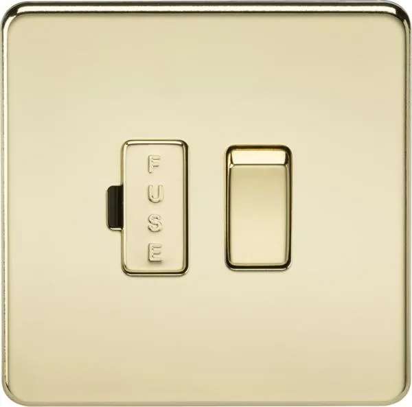 Screwless 13A Switched Fused Spur Unit – Polished Brass