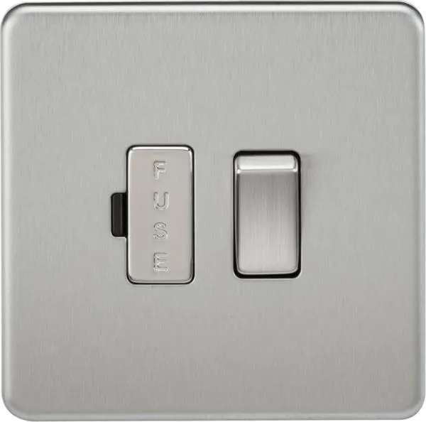Screwless 13A Switched Fused Spur Unit – Brushed Chrome