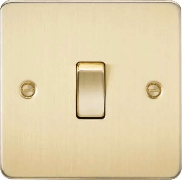 Flat Plate 10AX 1G 2 Way Switch – Brushed Brass