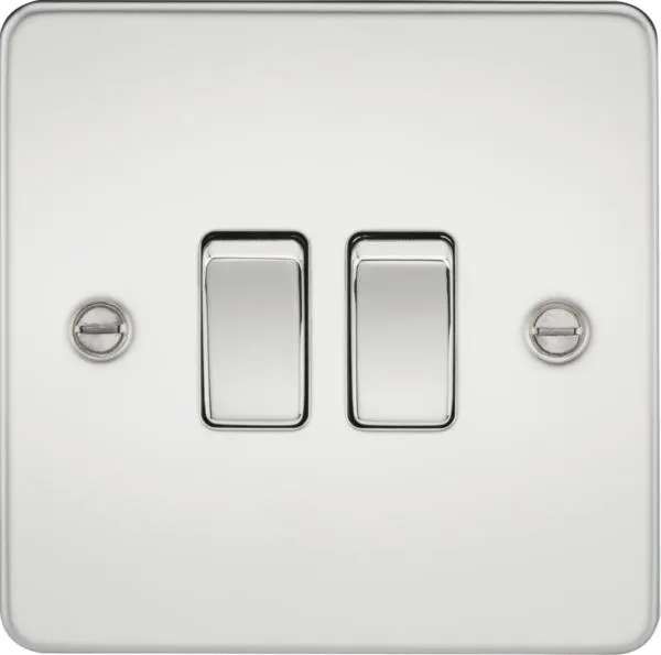 Flat Plate 10AX 2G 2-way switch – polished chrome (Polished Chrome)