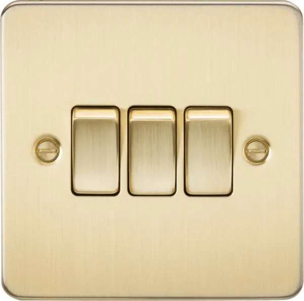 Flat Plate 10AX 3G 2-way switch – brushed brass (Brushed Brass)