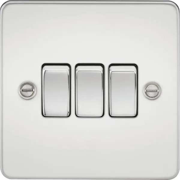 Flat Plate 10AX 3G 2-way switch – polished chrome (Polished Chrome)