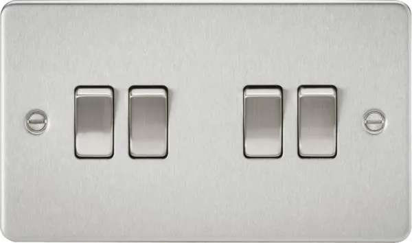 Flat plate 10AX 4G 2-way switch – brushed chrome (Brushed Chrome)