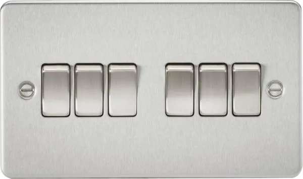 Flat Plate 10AX 6G 2-way switch – brushed chrome (Brushed Chrome)
