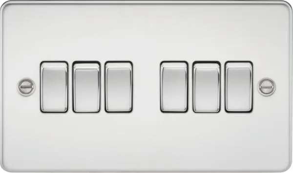 Flat Plate 10AX 6G 2-way switch – polished chrome (Polished Chrome)
