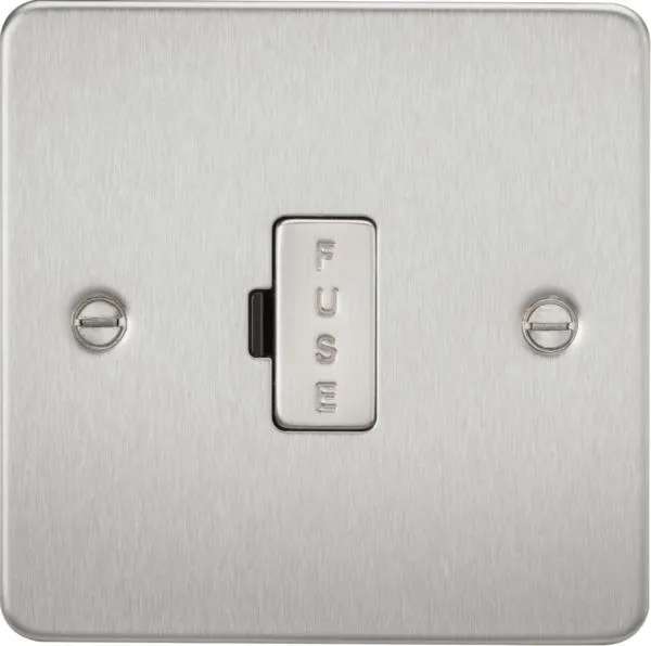 Flat Plate 13A fused spur unit – brushed chrome (Brushed Chrome)