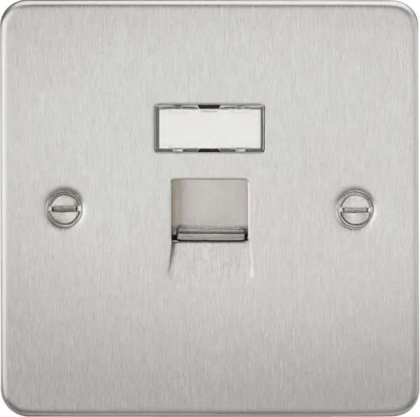 Flat Plate RJ45 network outlet – brushed chrome (Brushed Chrome)