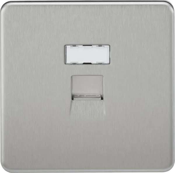 Screwless RJ45 network outlet – brushed chrome (Brushed Chrome)