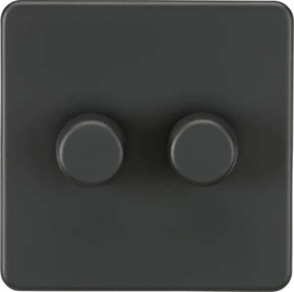 Screwless 2G 2-way 10-200W (5-150W LED) trailing edge dimmer – Anthracite