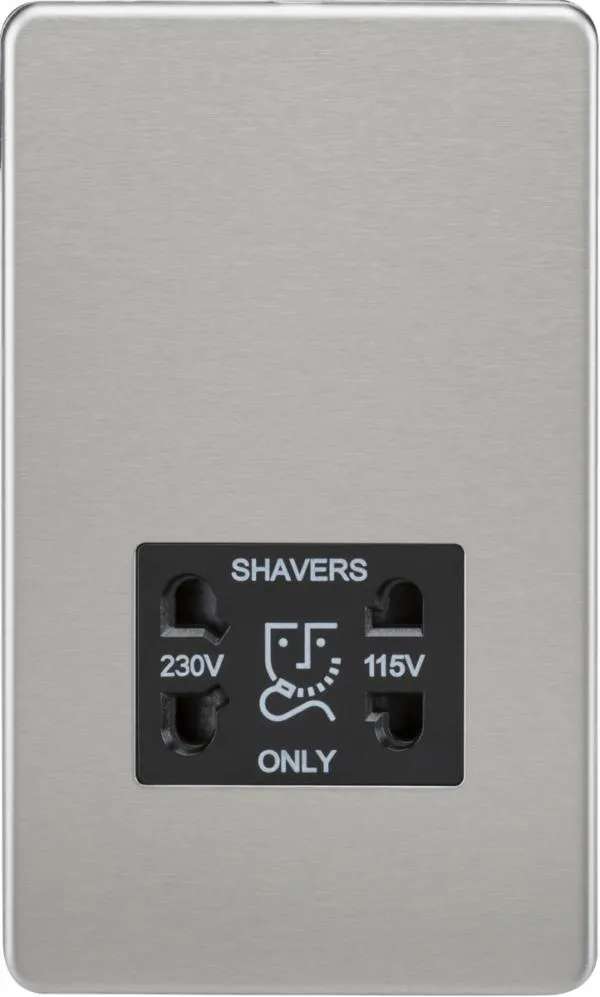 Screwless 115V/230V Dual Voltage Shaver Socket – Brushed Chrome