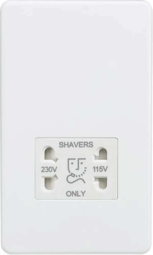 Screwless 115/230V Dual Voltage Shaver Socket – Matt White