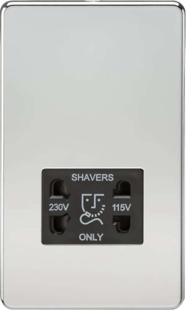 Screwless 115V/230V Dual Voltage Shaver Socket – Polished Chrome