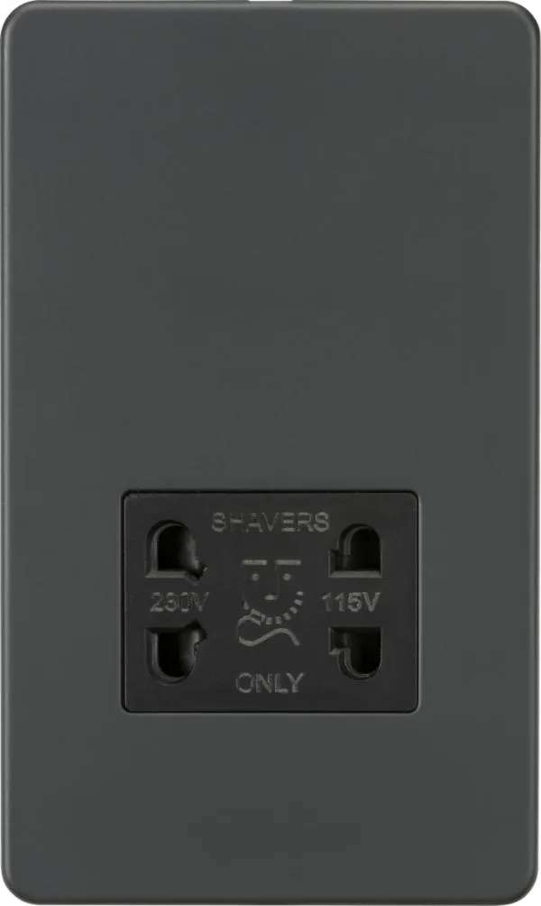 Screwless 115V/230V Dual Voltage Shaver Socket – Anthracite