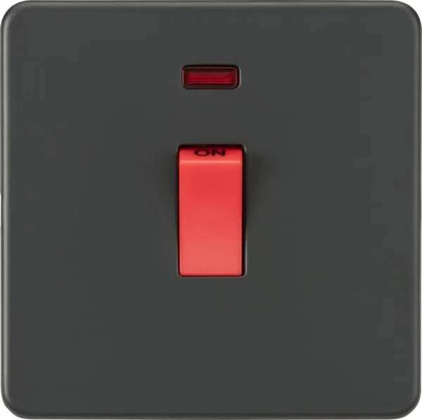 Screwless 45A 1G DP Switch with Neon – Anthracite