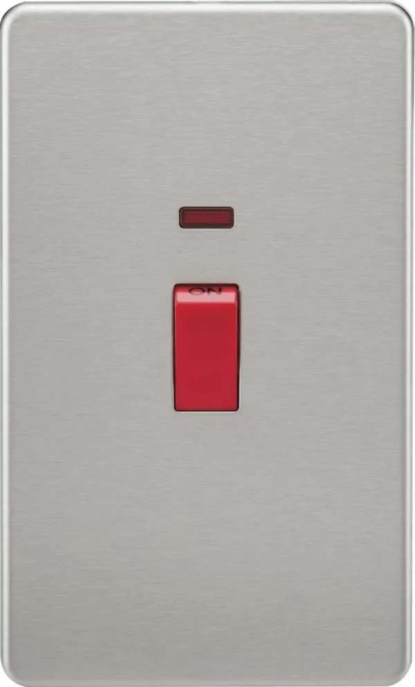 Screwless 45A 2G DP Switch with Neon – Brushed Chrome