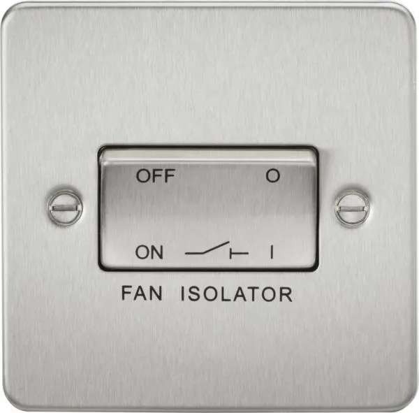 Flat Plate 10AX 3 Pole Fan Isolator Switch – Brushed Chrome