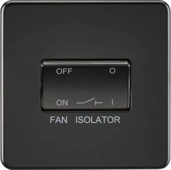 Screwless 10AX 3 pole Fan Isolator Switch – Matt Black